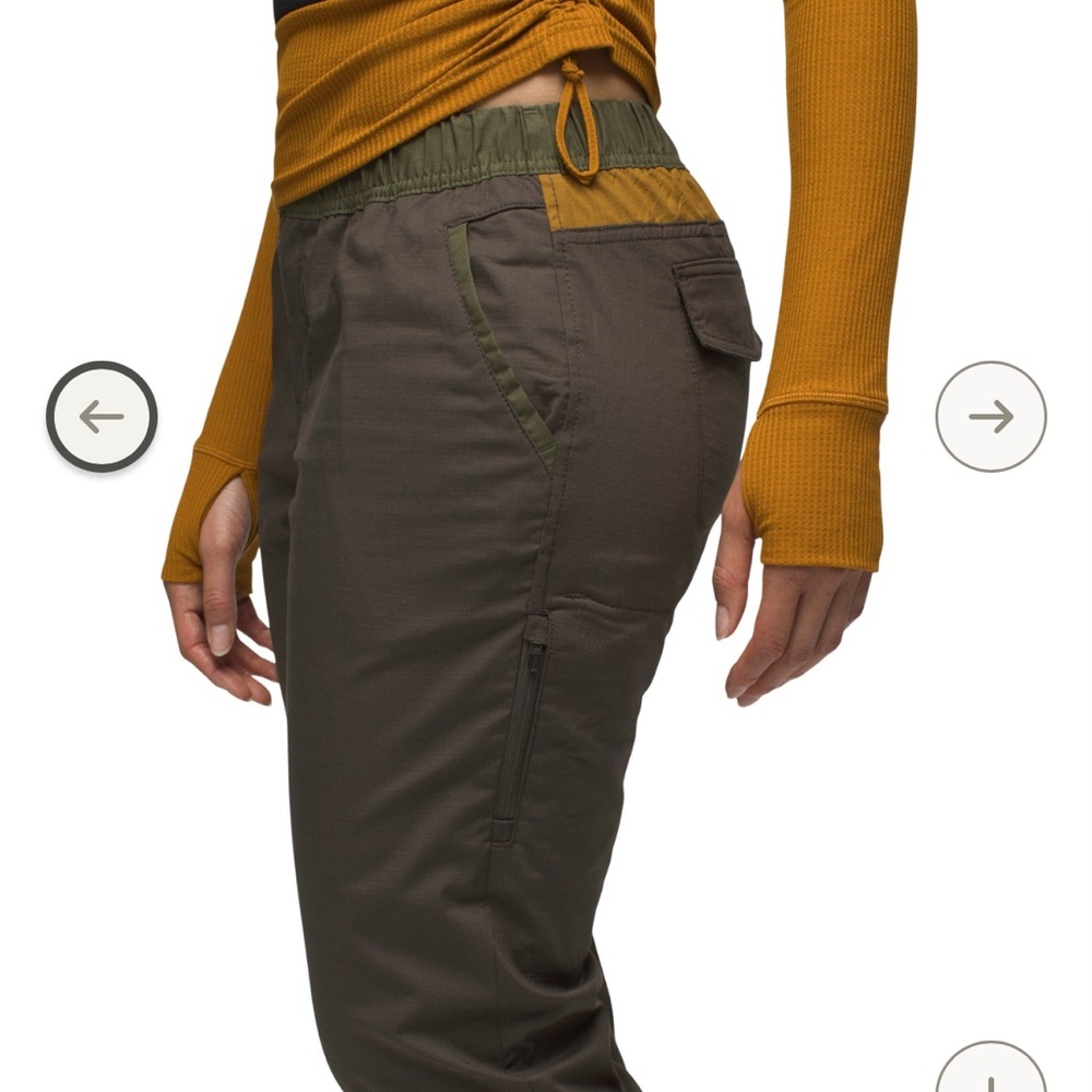 Prana Double Peak All-Around Pants - Women's in color-block waist.